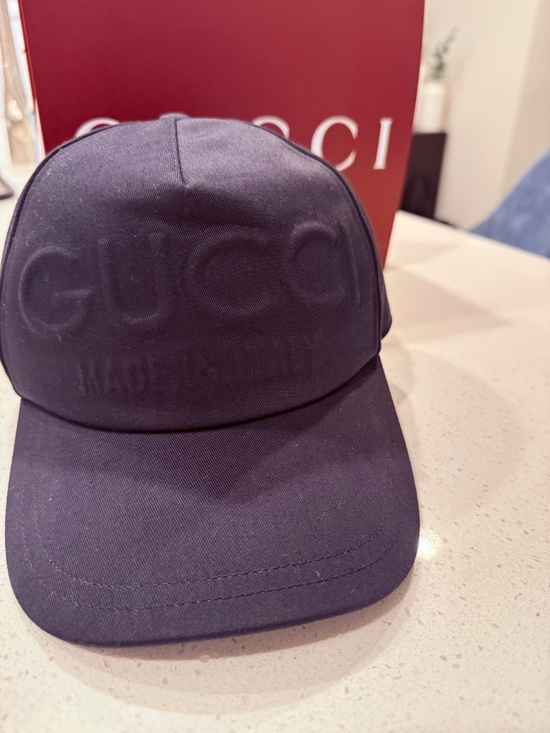 Black Gucci Embossed Baseball Hat